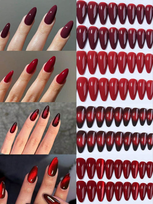 shein nails - red nails - fake nails 