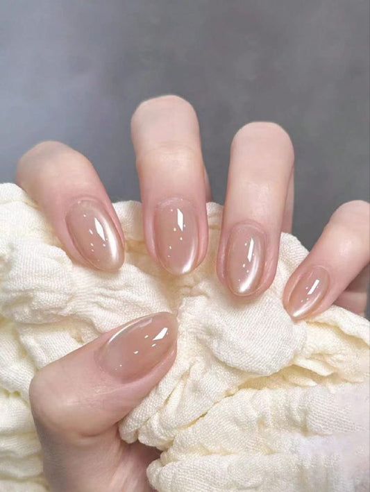 shein nails - fake nails - short nails - oval nails - wedding nails