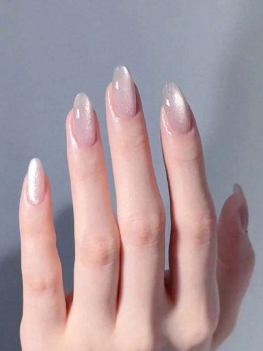 24pcs Medium Almond Cat Eye Glossy Press-On Nails | Full Cover Acrylic-Look